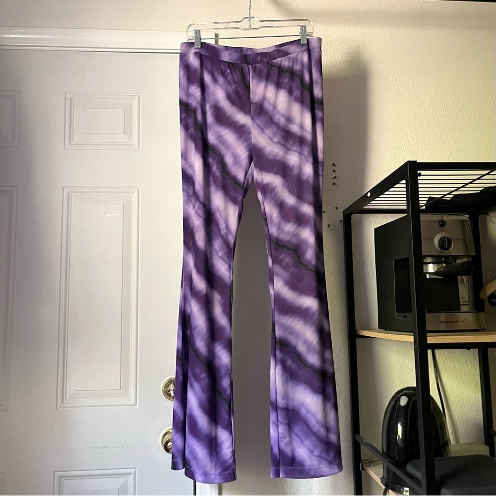 NWT CULT GAIA x BRATZ‎ purple tie dye knit flare bootcut pants